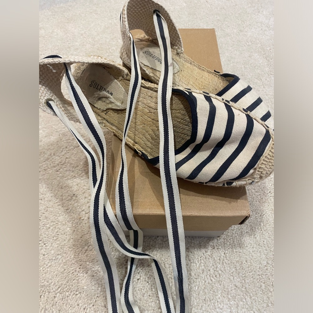 Soludos The Lauren Lace Up Classic Stripes SZ 6.5